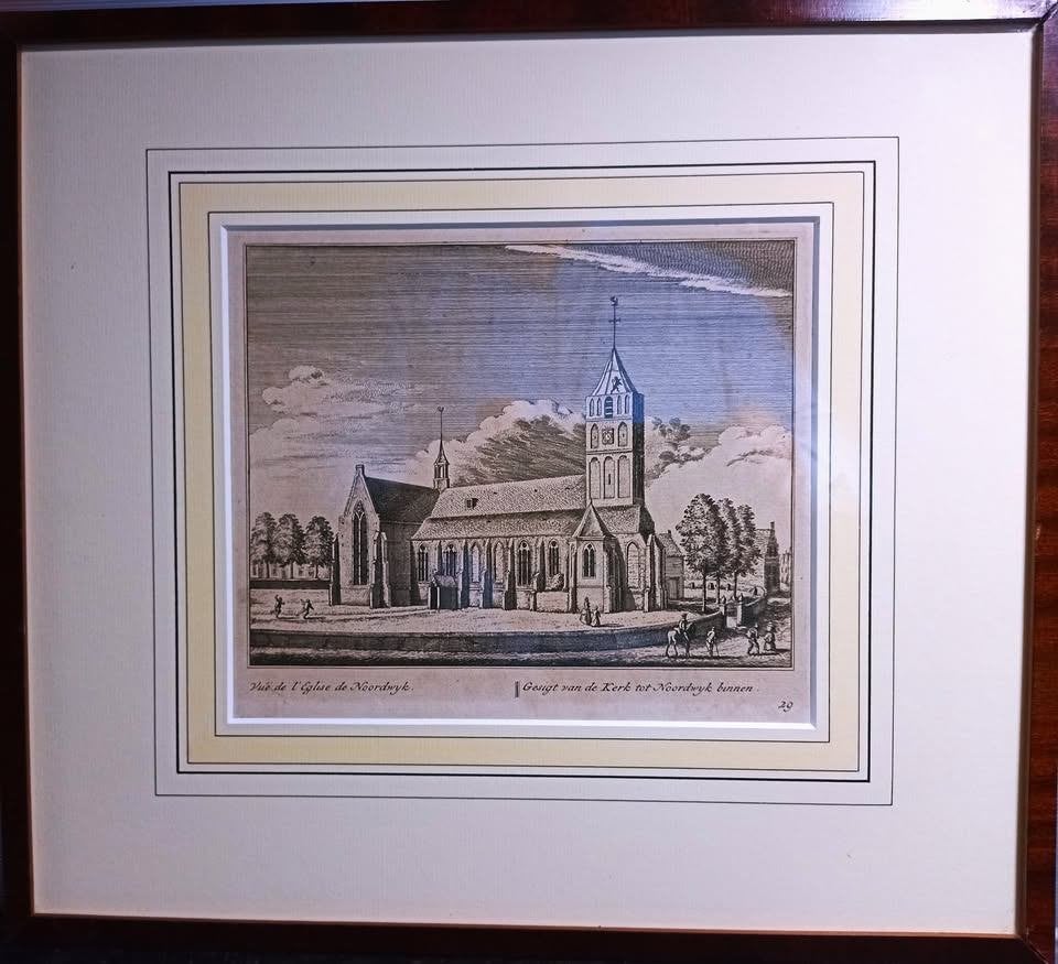 GRAVURE NOORDWIJK  GESIGT VAN DE KERK TE NOORDWIJK BINNEN., Antiek en Kunst, Kunst | Etsen en Gravures, Stadsgezicht, Ophalen of Verzenden