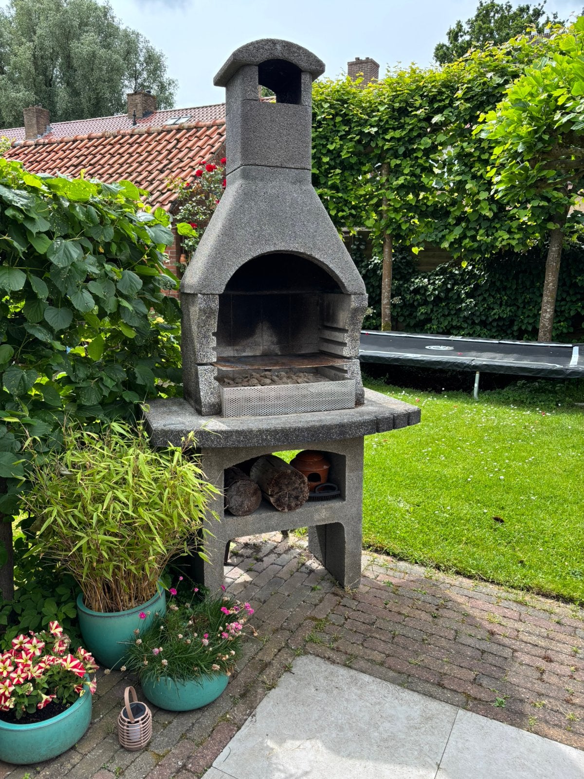 Stenen buitenhaard / barbecue, Tuin en Terras, Vuurkorven, Gebruikt, Vuurkorf, Ophalen