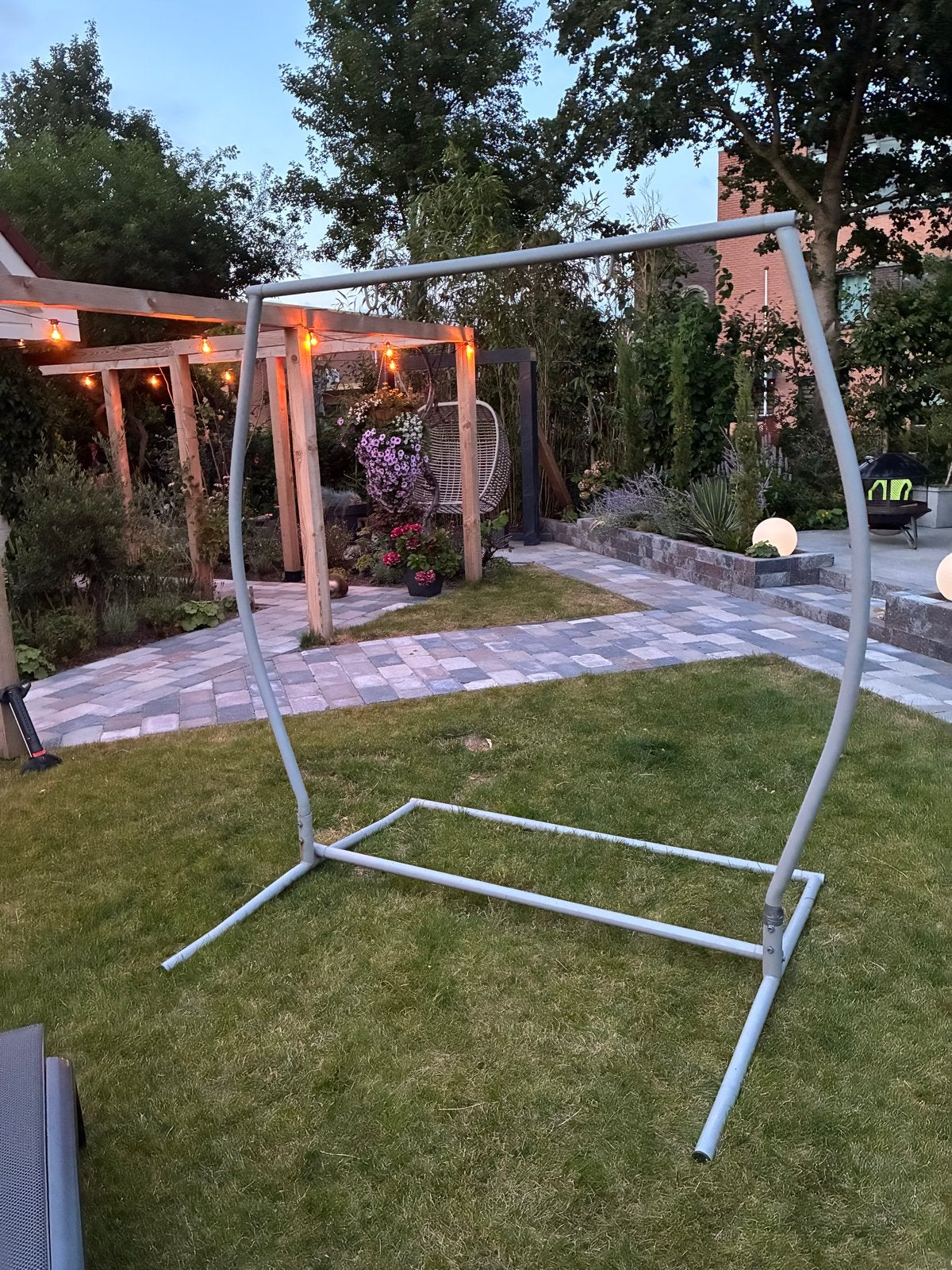 Robuuste stalen beugel voor 2-persoons hangbank - 200x200cm, Tuin en Terras, Hangmatten, Ophalen, Gebruikt, Meerpersoons, Met standaard
