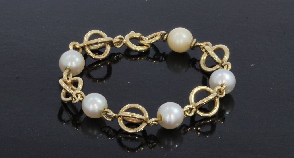 Baby kinder armband parels 14k gouden design schakel