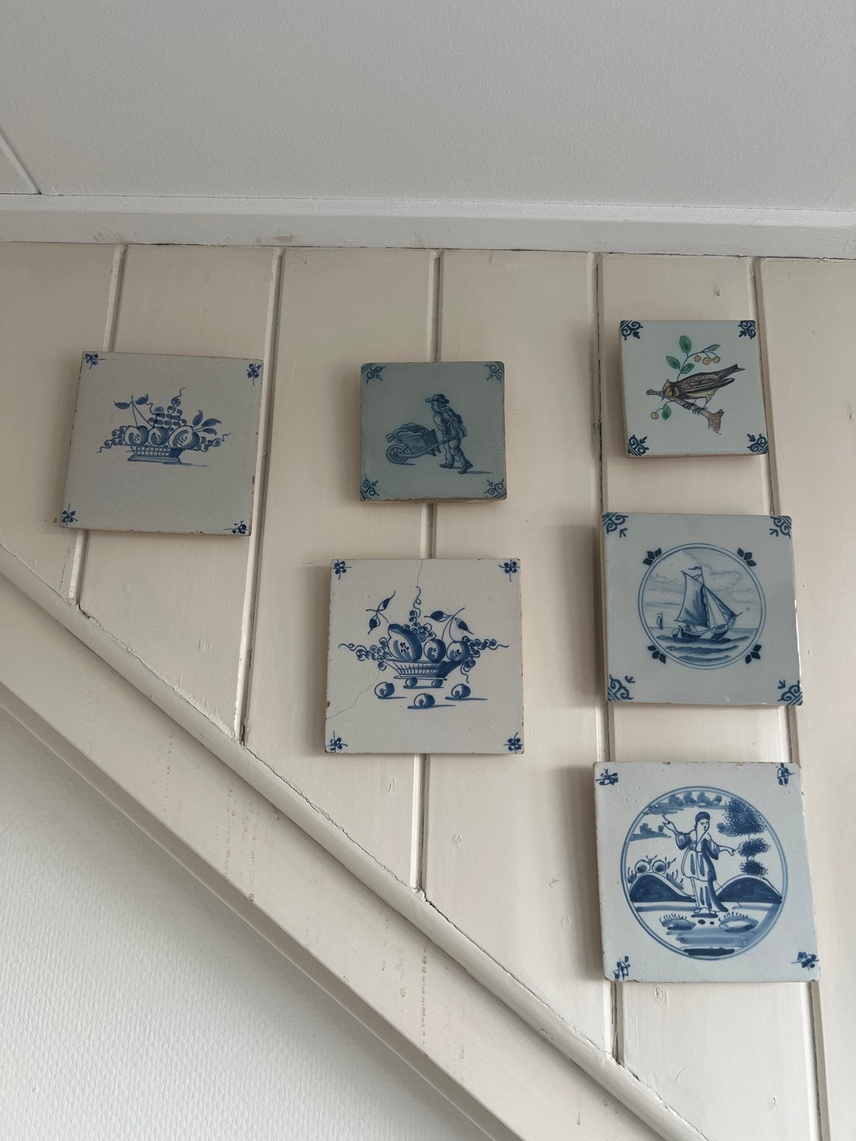 Set van 6 Antieke Delfts Blauwe Tegels, Ophalen of Verzenden