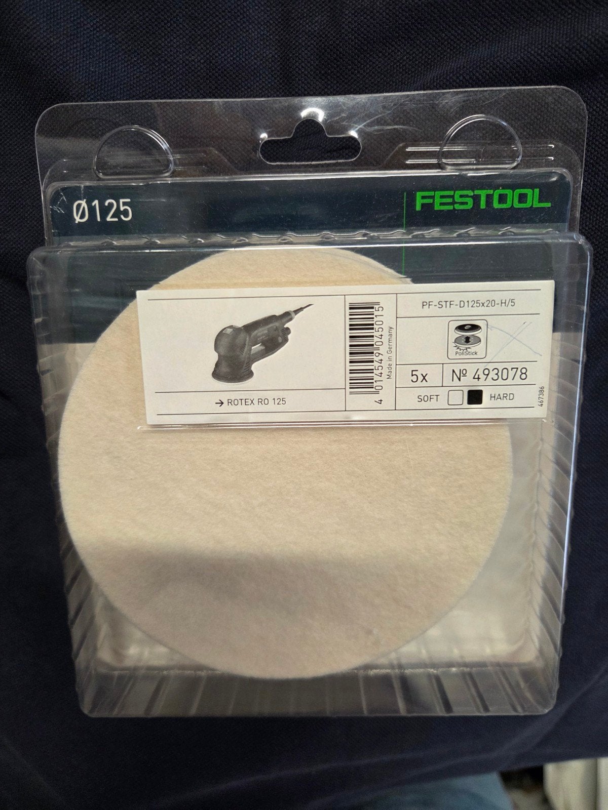 FESTOOL POLIJSTVILT HARD PF-STF-D125X20-H/5, 493078 - 5 stuk, Ophalen of Verzenden, Nieuw, 1200 watt of meer, Excentrische schuurmachine