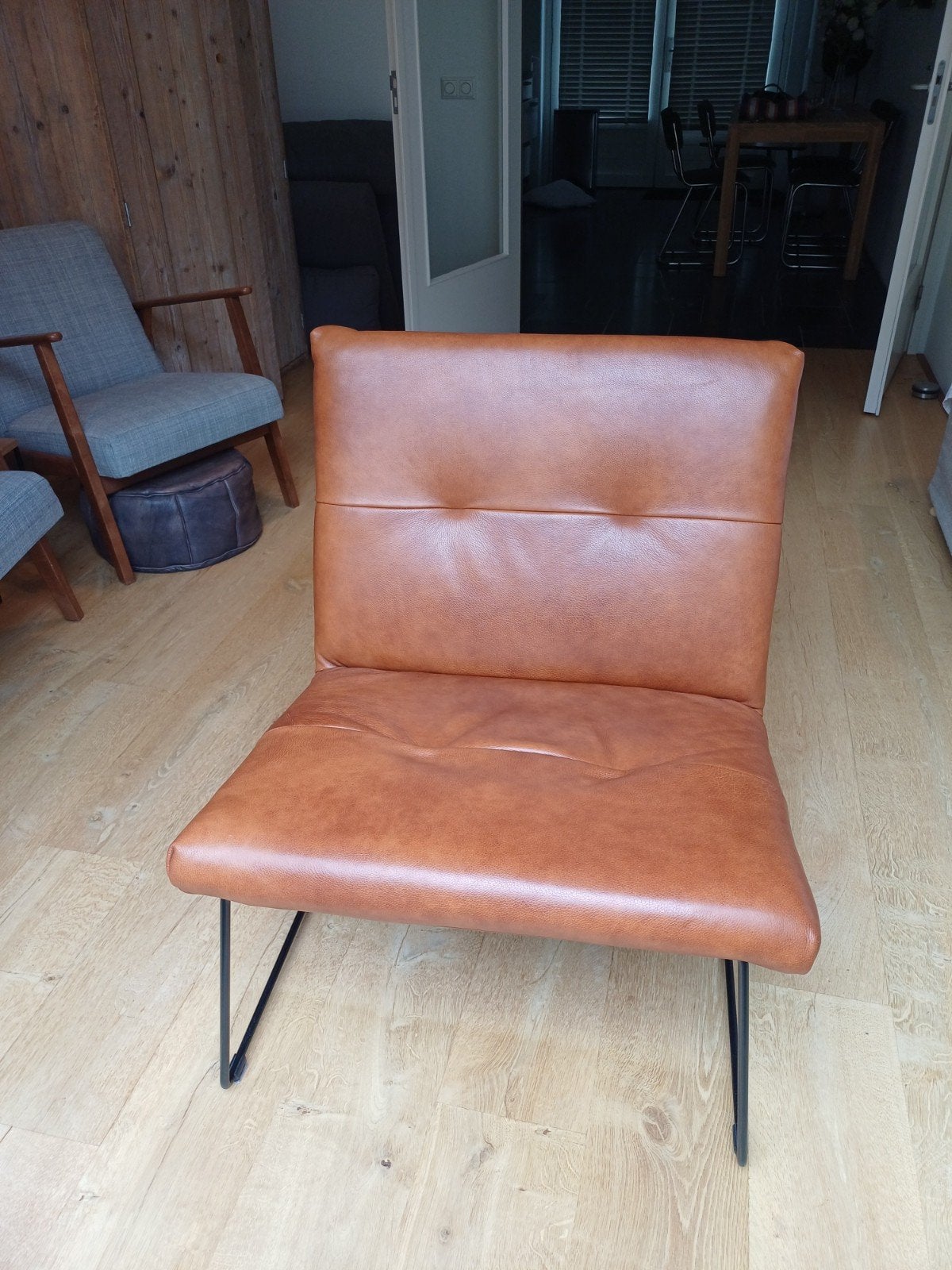 fauteuil Jess, cognac kleur, Ophalen, Bruin, Leer, Zo goed als nieuw