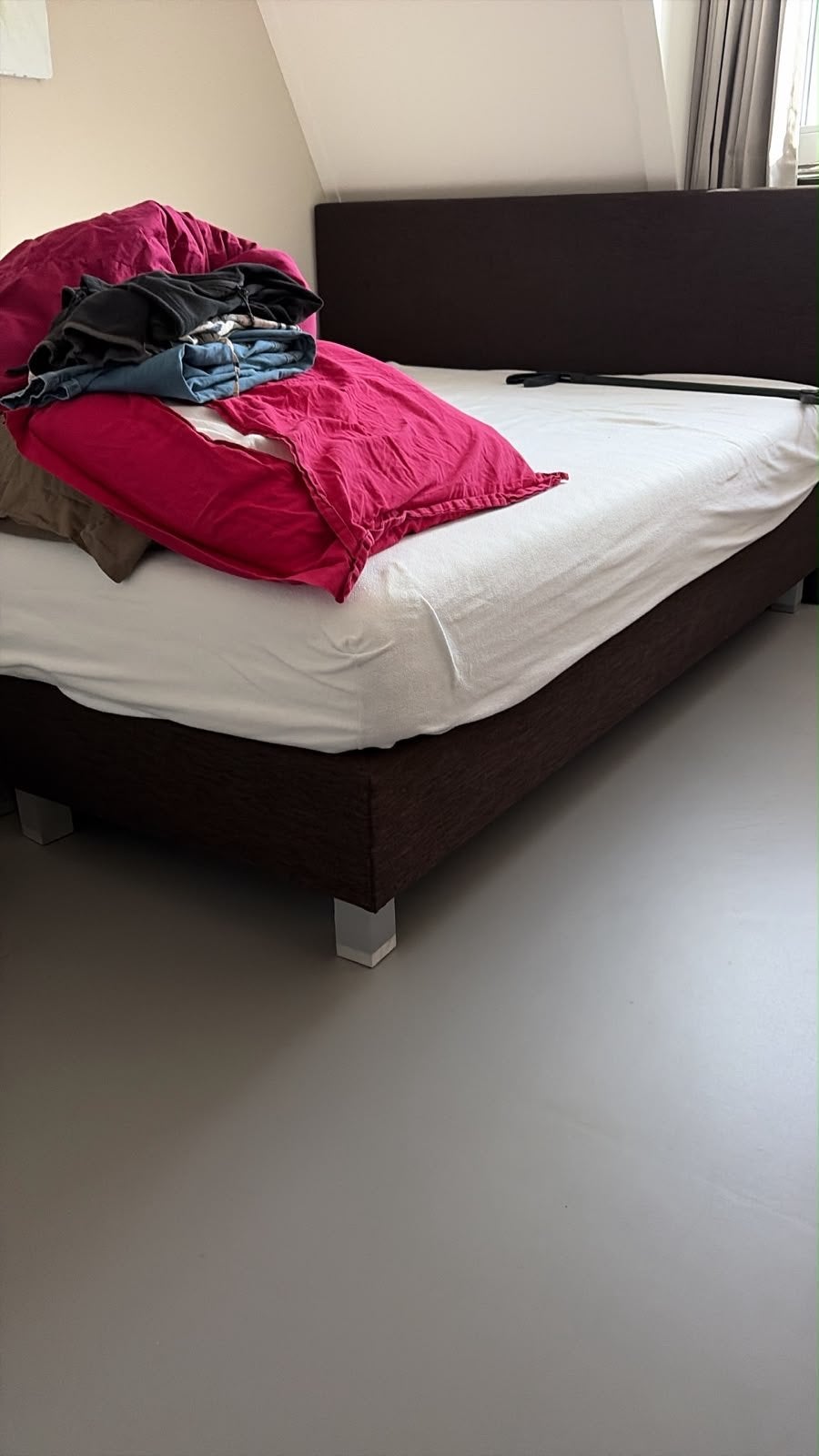 Zo goed als nieuw Beter Bed Miodormio Trento boxspring 160cm, Ophalen, Bruin, Tweepersoons, Zo goed als nieuw