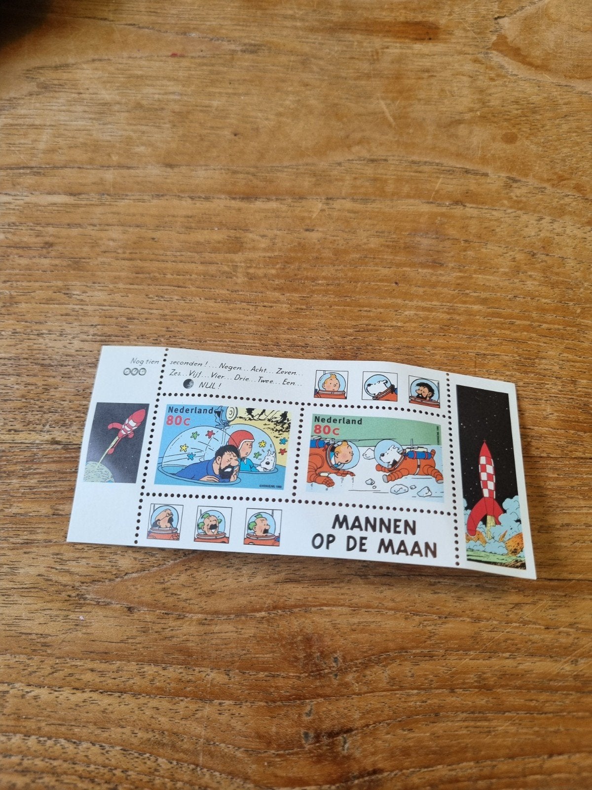 Vintage Kuifje postzegels "Mannen op de Maan" - Postfris, Ophalen of Verzenden, Na 1940, Postfris
