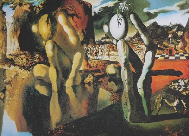 Salvador Dali(1904)Lithografie"Metamorphosis Narcis" Ges Gen, Antiek en Kunst, Personages en Fantasiefiguren, Ophalen of Verzenden