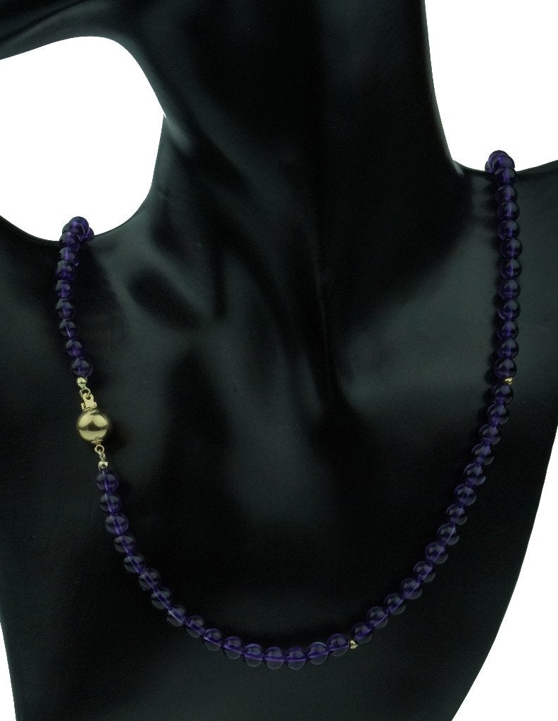 Amethist ketting edelsteen fraai slot 14k goud dames vintage, Voordeelsieraden, Ophalen of Verzenden, Zo goed als nieuw, Met edelsteen