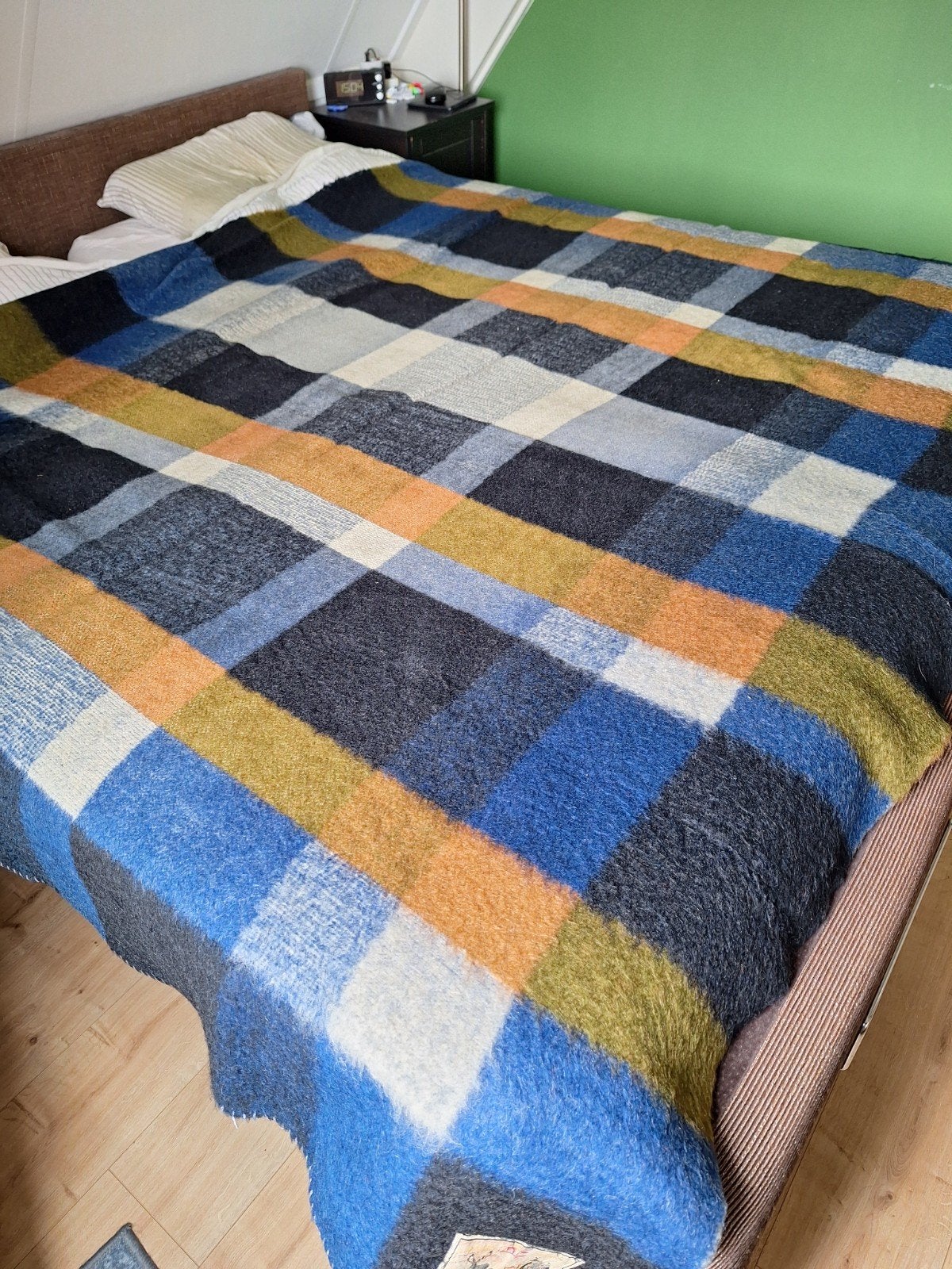 Vintage wollen deken Aabe, Huis en Inrichting, Slaapkamer | Beddengoed, Gebruikt, Overige kleuren, Tweepersoons, Ophalen of Verzenden