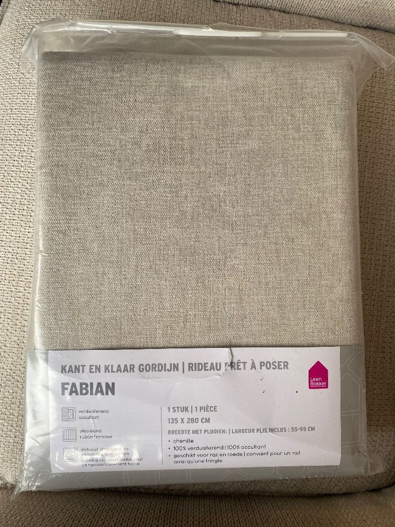 Gordijn Fabian Leenbakker, Huis en Inrichting, Stoffering | Gordijnen en Lamellen, Nieuw, Beige, Ophalen of Verzenden