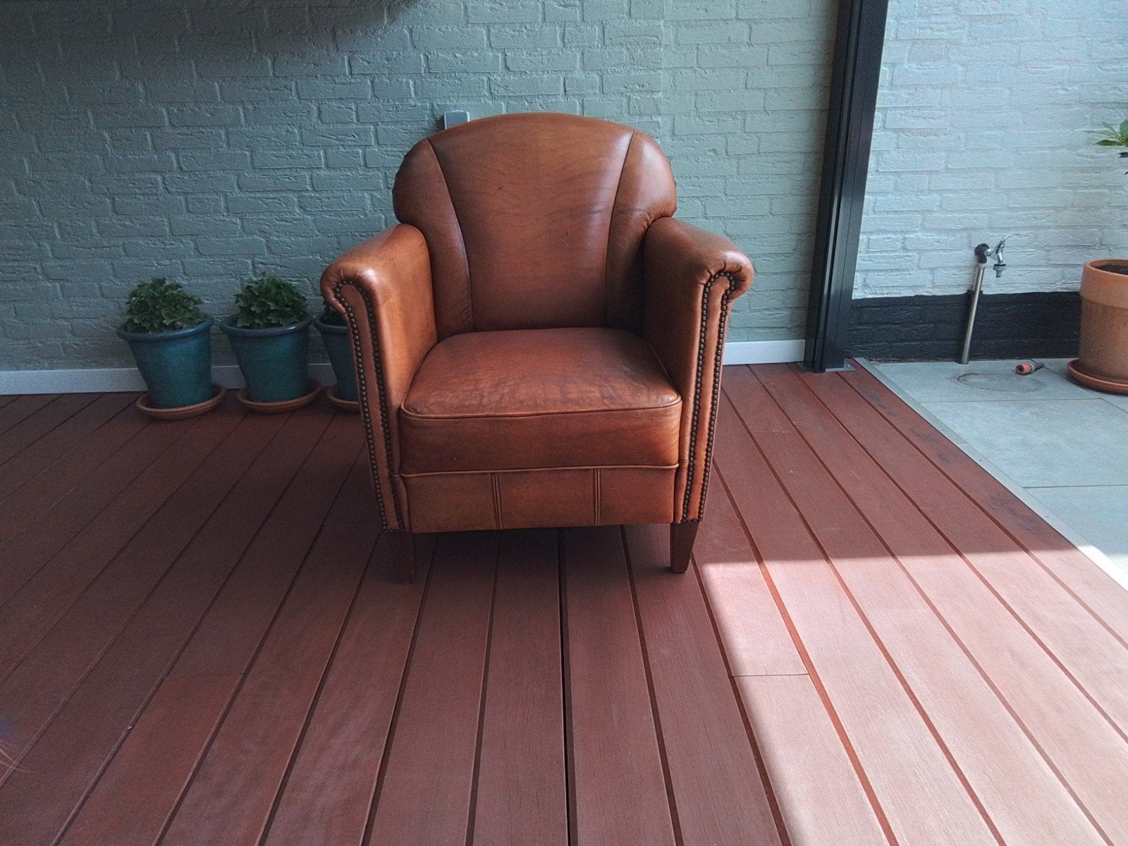Schaapleren fauteuil van Bendic International, Huis en Inrichting, Fauteuils, Ophalen, Gebruikt, Klassiek, Tijdloos, 75 tot 100 cm