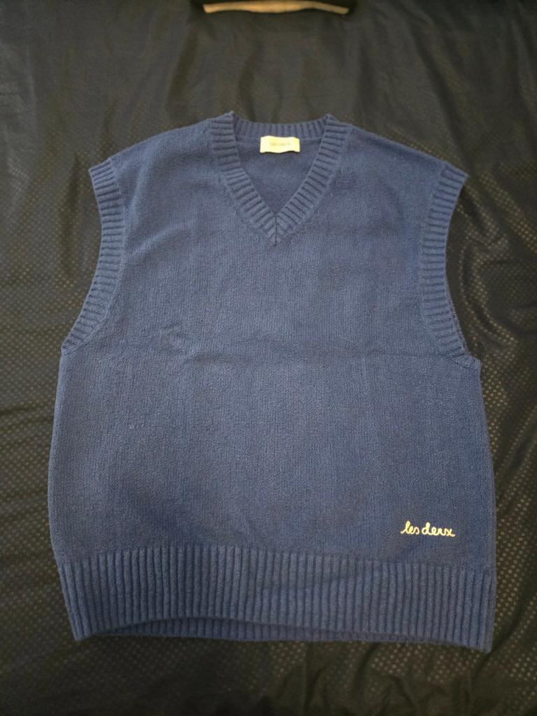 Les Deux Brad Slipover - Blauwe gebreide V-hals trui, Blauw, Overige maten, Ophalen of Verzenden, Zo goed als nieuw