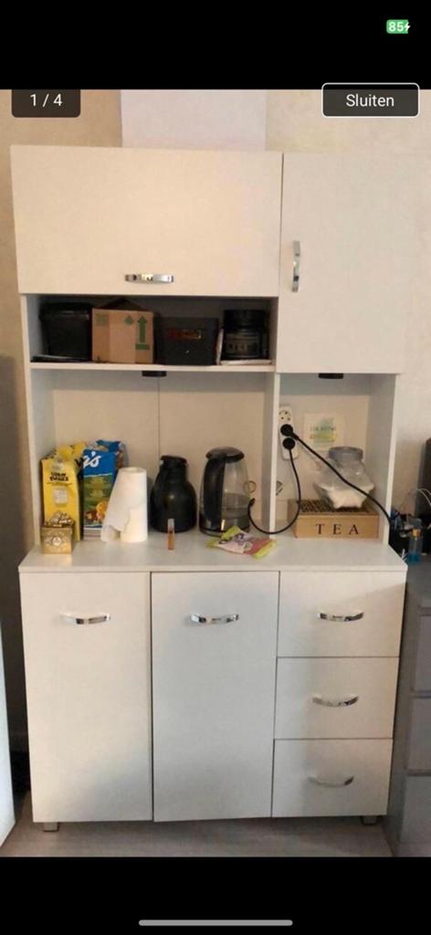 Witte keukenkast met opbergruimte en lades, Ophalen of Verzenden, Zo goed als nieuw