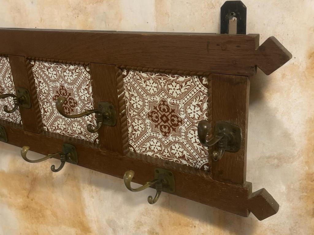Antieke Jugendstil Kapstok met 11 Haken, Ophalen
