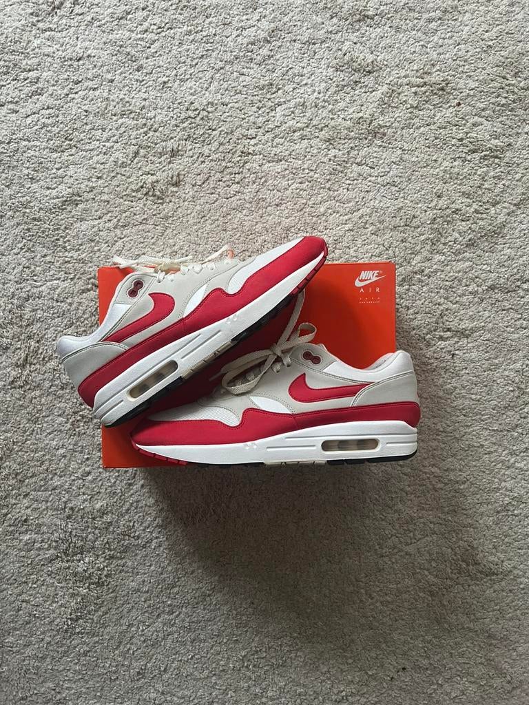 Nike Air Max 1 Anniversary Red - 45, Wit, Ophalen of Verzenden, Sneakers of Gympen, Zo goed als nieuw