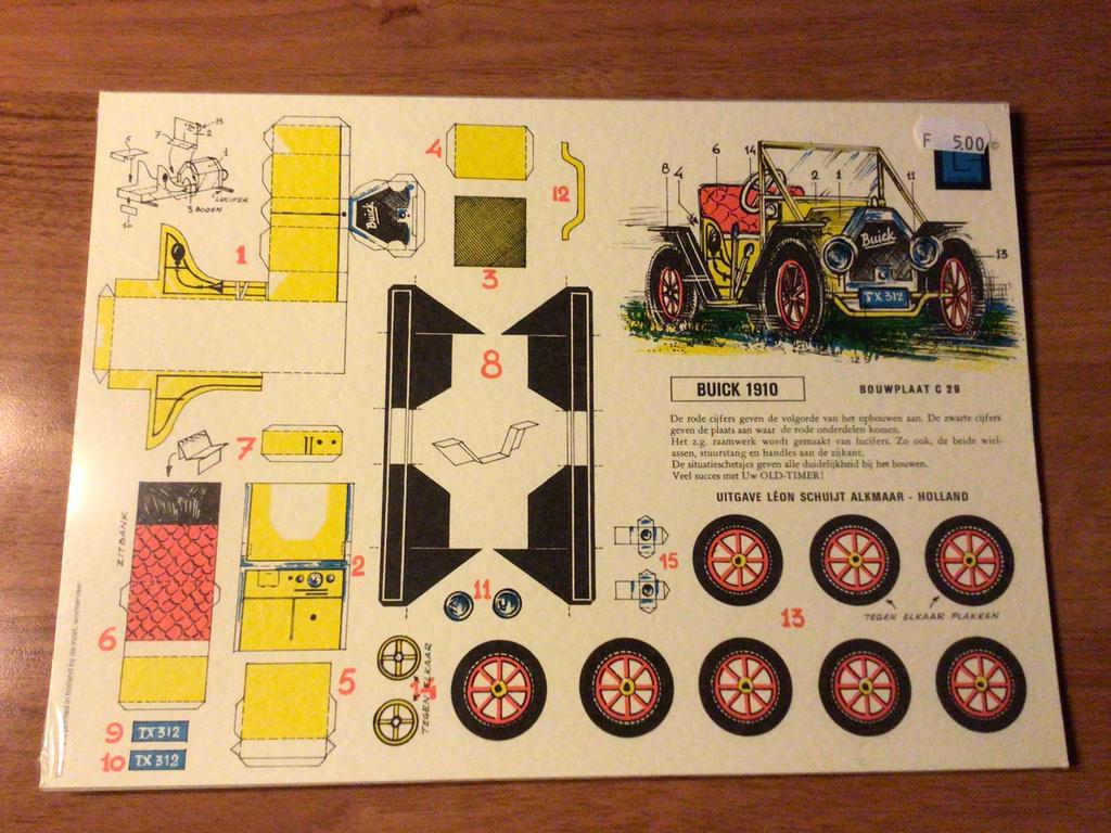 Bouwplaat auto Buick 1910, Overige merken, Auto, Groter dan 1:32, Ophalen of Verzenden