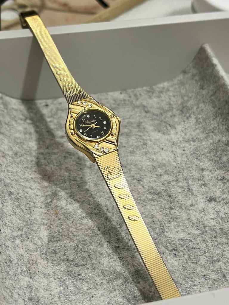 Vintage Dameshorloge - Gouden Look, Gebruikt, Staal, Ophalen of Verzenden, Goud