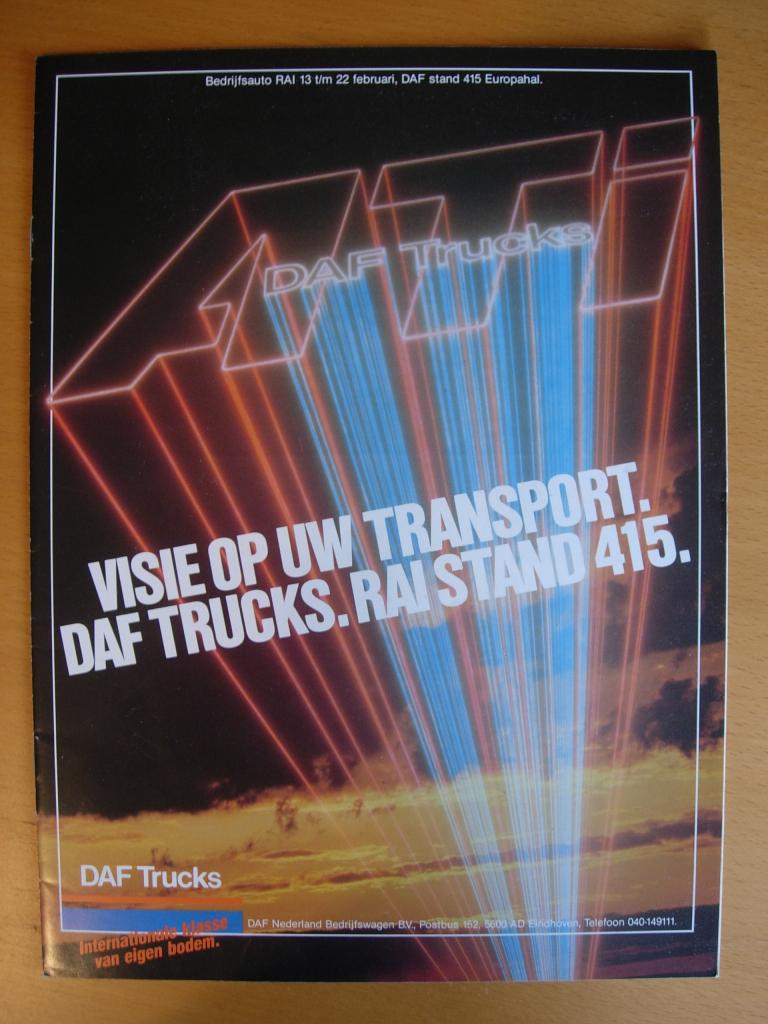DAF Bedrijfswagen RAI Brochure 1986, Boeken, Auto's | Folders en Tijdschriften, Zo goed als nieuw, Overige merken, Ophalen of Verzenden