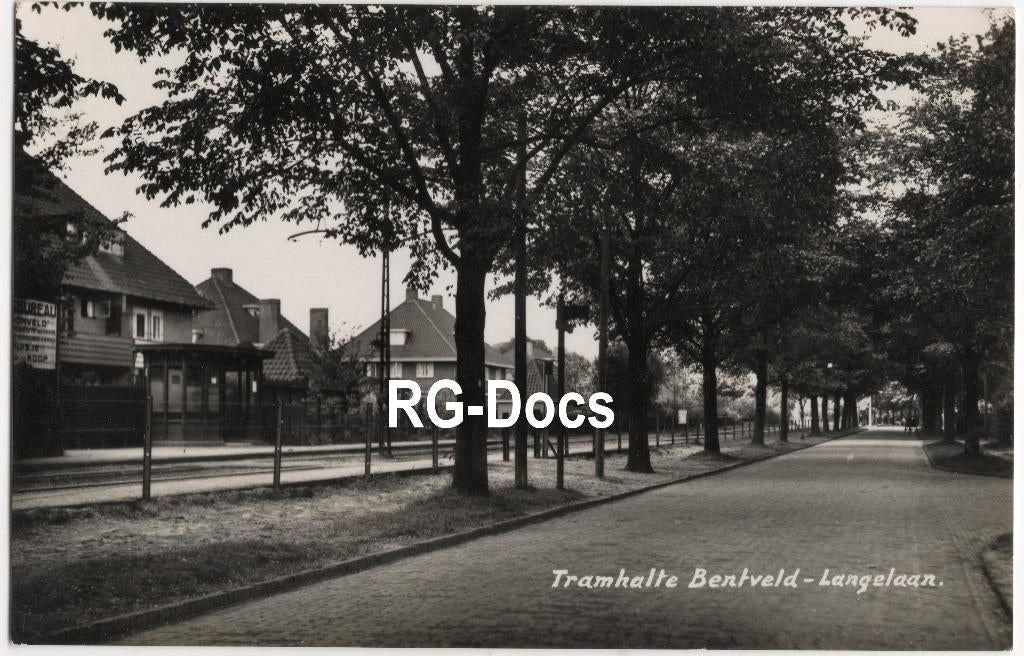 Ansichtkaart - Fotokaart Tramhalte Langelaan Bentveld - 1941, Ophalen of Verzenden, 1940 tot 1960, Gelopen, Noord-Holland