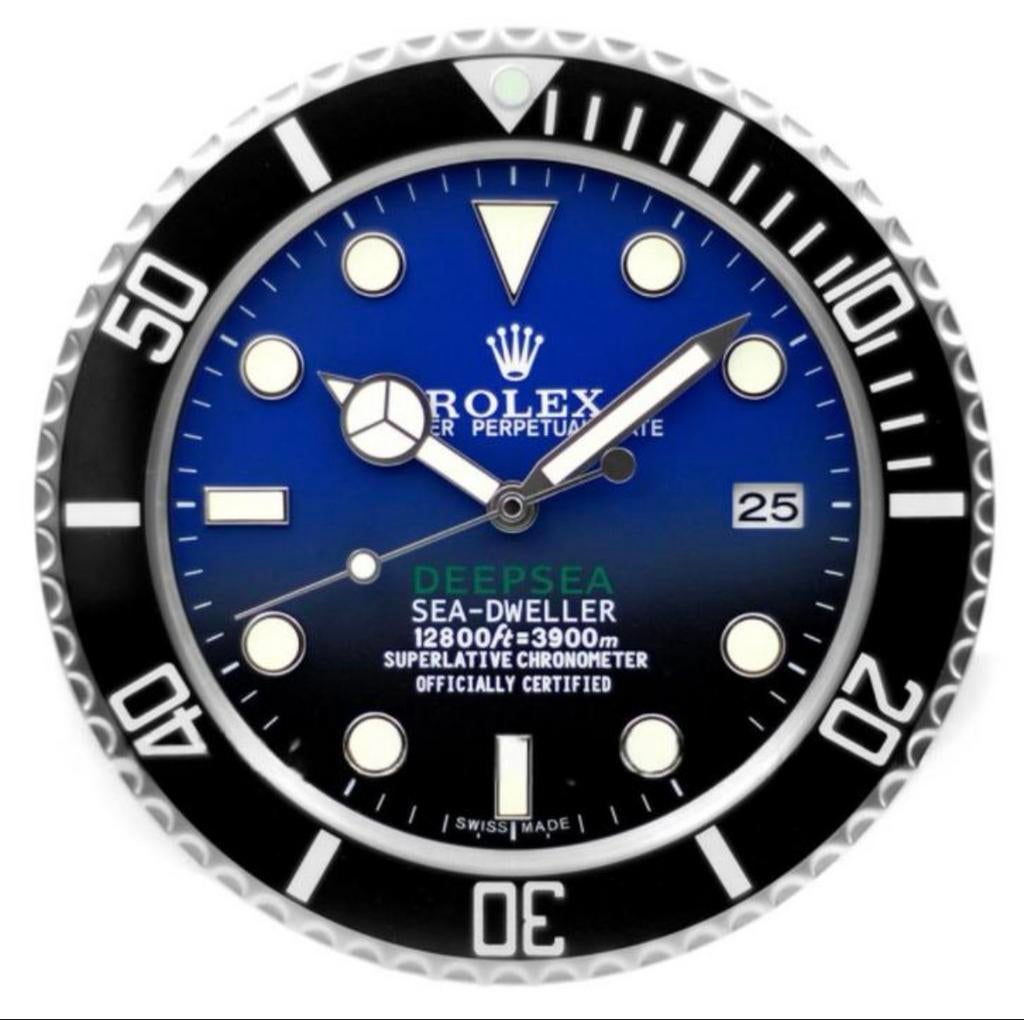 Wandklokken ROLEX  35 cm RVS(roestvrij staal), Ophalen of Verzenden, Nieuw, Analoog, Wandklok