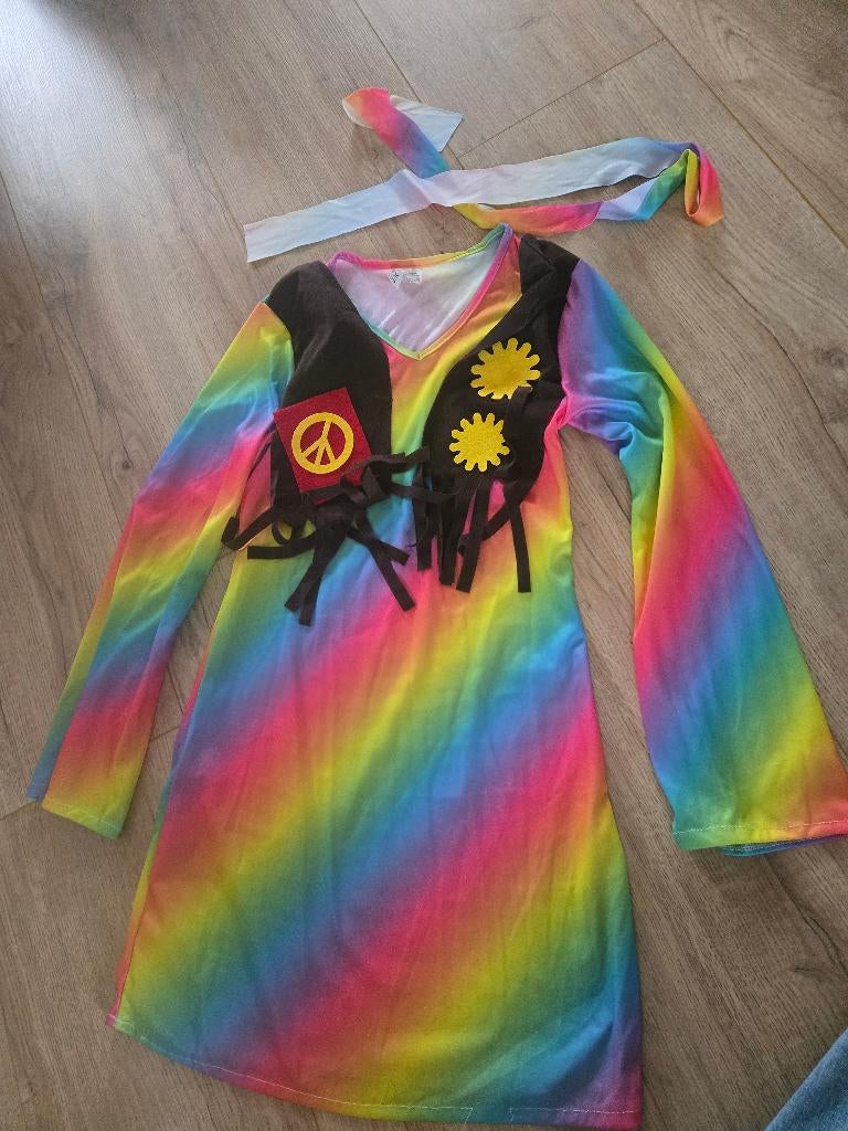 Hippie meisjesjurk maat 158 carnaval, Ophalen of Verzenden, Zo goed als nieuw, 158 t/m 164, Meisje