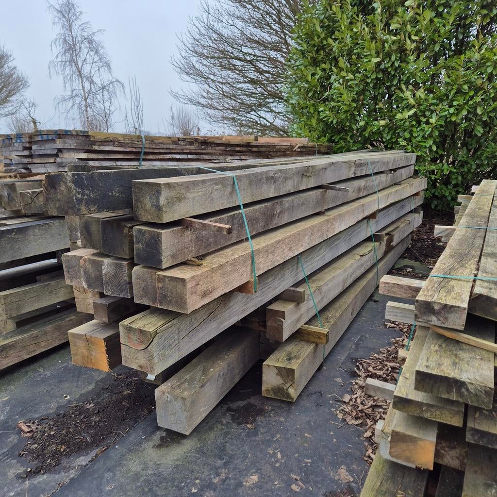 Partij Eiken Balken, Doe-het-zelf en Verbouw, Hout en Planken, Ophalen, Gebruikt, Eiken, Balk