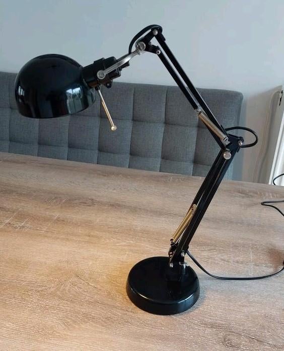 Ikea forsa lamp e14 bureaulamp zwarte tafellamp met knikarm, Ophalen of Verzenden, Zo goed als nieuw, Metaal, Minder dan 50 cm