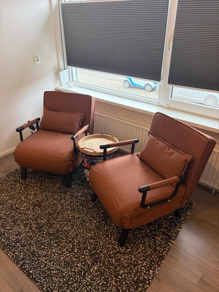 2 Slaapfauteuils slaapsofa of ligbed, Ophalen, Minder dan 75 cm, Tweepersoons, Zo goed als nieuw