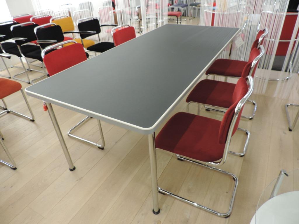 Gispen Classics tafel 515 | 200X90 | Linoleum blad zwart, Huis en Inrichting, Tafels | Eettafels, Zo goed als nieuw, 50 tot 100 cm