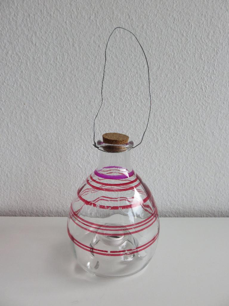 Glazen wespenval, wespenvanger (glas met gekleurde strepen), Ophalen of Verzenden, Gebruikt
