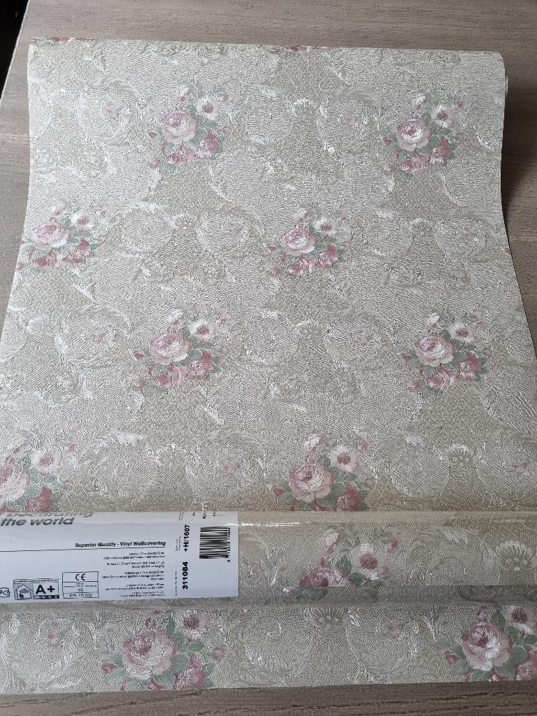 Eijffinger behang Engelse bloem Windsor nr. 311084 voorraad, Ophalen of Verzenden, 75 m² of meer, Beige