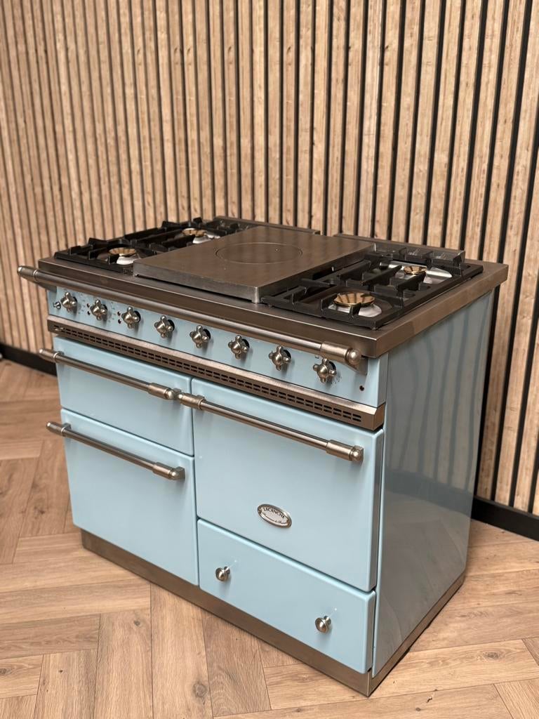 Prachtige Lacanche Babyblauw 100cm Gas + Pizza-Oven, Witgoed en Apparatuur, Fornuizen, Hete lucht, 60 cm of meer, Ophalen of Verzenden