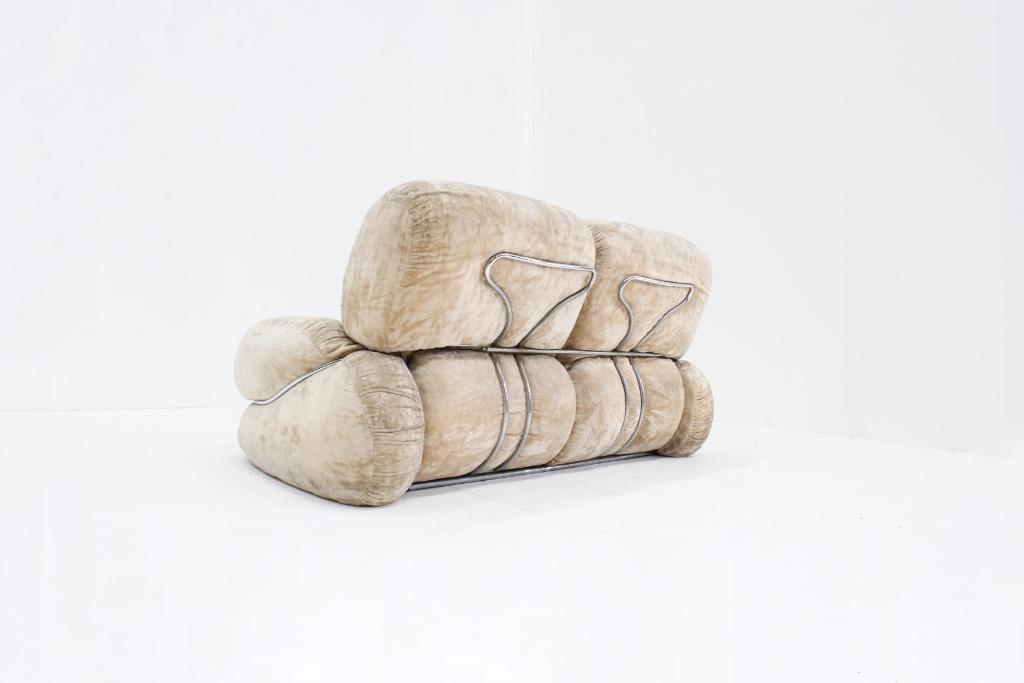 Vintage Italiaanse design Sofa Okay Adriano Piazzesi, Ophalen, 100 tot 125 cm, Tweepersoons, Stof