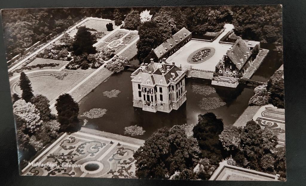 Luchtfoto KLM, Kasteel Middachten, Ellecom, gelopen, j. '50, Verzenden, 1940 tot 1960, Gelopen, Gelderland