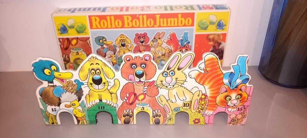 Vintage Rollo Bollo Jumbo knikkerspel met knikkers, Verzamelen, Speelgoed, Gebruikt, Ophalen of Verzenden