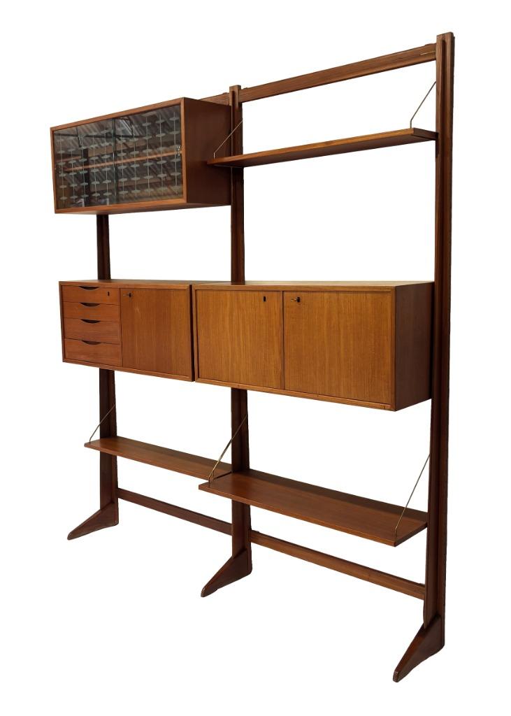 Vintage vrijstaand wandsysteem Torbjorn Afdal 60's Design, Gebruikt, Met deur(en), Teakhout, Vintage Wandsysteem