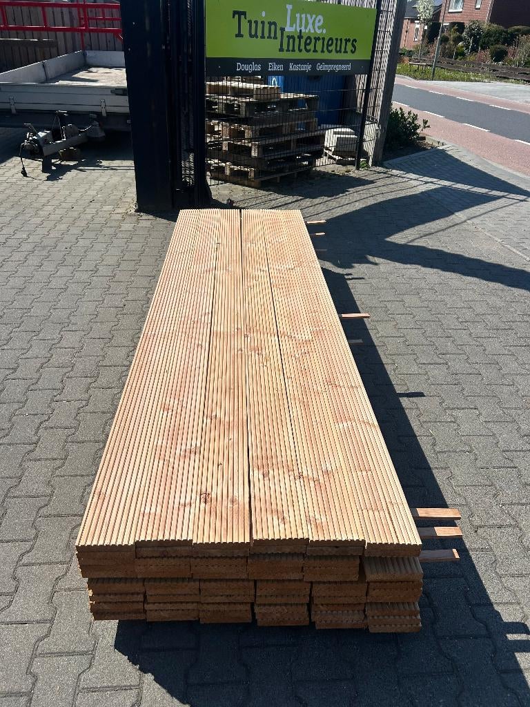 ACTIE = Vlonderplank Red-class | Douglas 28x145, Tuin en Terras, Palen, Balken en Planken, Ophalen of Verzenden, Nieuw, 250 cm of meer
