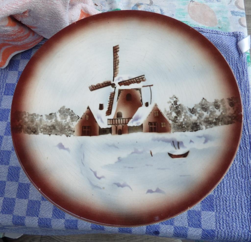 brocant taartplateau/ vlaaischotel/ porselein, Ophalen of Verzenden