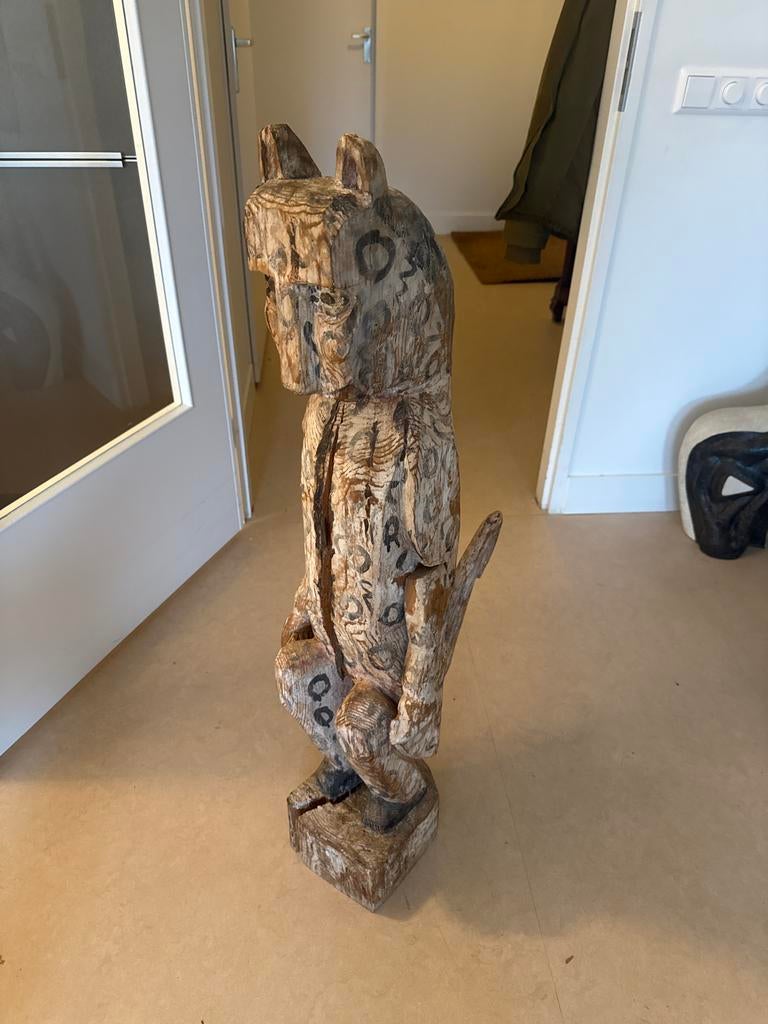 Houten Beeld van een kat, Ophalen of Verzenden