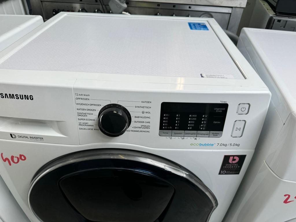 Samsung Wasdroog combi 7 kg om 5 kg met garantie, Verzenden, Zo goed als nieuw, Voorlader, 85 tot 90 cm