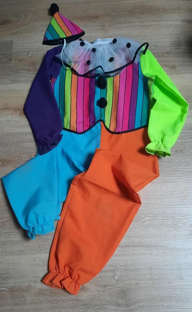 Clownspak carnaval maat 128, Ophalen, Zo goed als nieuw, 122 t/m 128, Jongen of Meisje