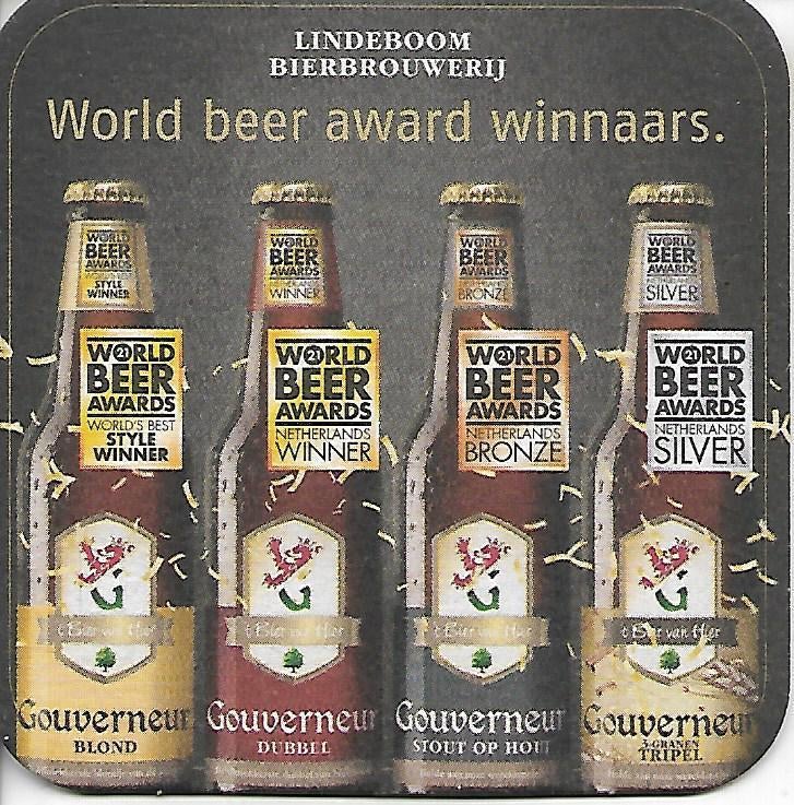 Viltje Lindeboom bier - World Beer award, Ophalen of Verzenden, Zo goed als nieuw, Viltje(s), Overige merken