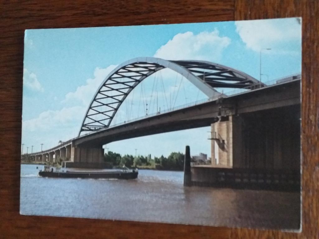 Rotterdam  - oude Van Brienenoordbrug met binnenvaartschip, Verzenden, Ongelopen, Zuid-Holland