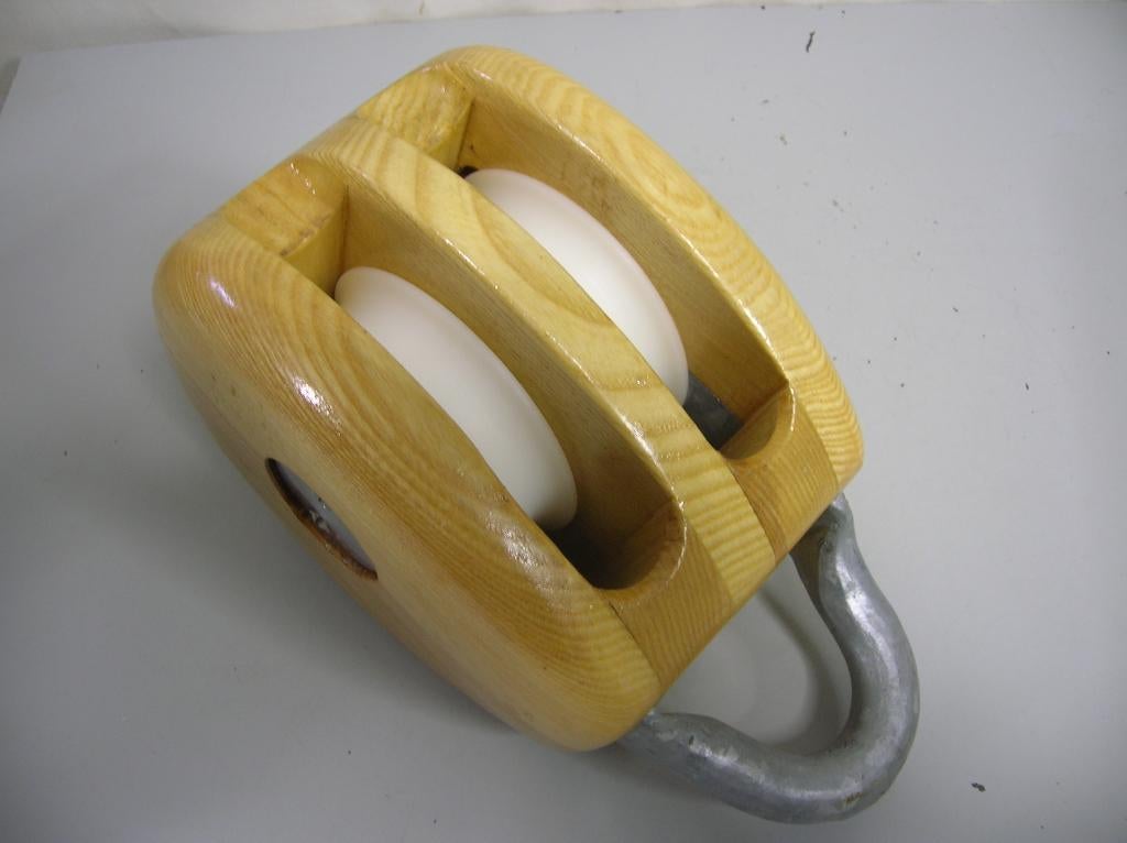 Houten Dubbelschijfs Blokken, Katrollen, 18 - 20 mm, Ophalen of Verzenden, Nieuw, Lijn of Blok