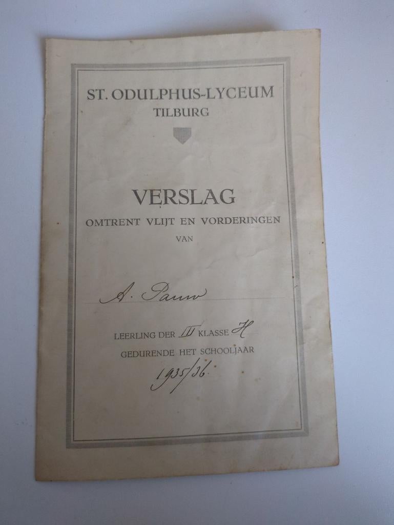 School rapport 1935, Ophalen of Verzenden, Aardrijkskunde