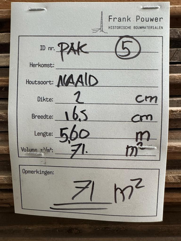 Opruiming restanten vuren dakbeschot, Minder dan 25 mm, Ophalen of Verzenden, Zo goed als nieuw, Plank