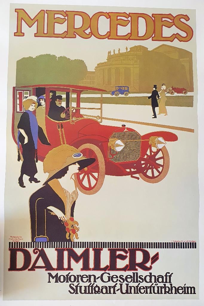 Mercedes Daimler oldtimer, Rechthoekig Staand, Deurposter of groter, Ophalen of Verzenden, Zo goed als nieuw