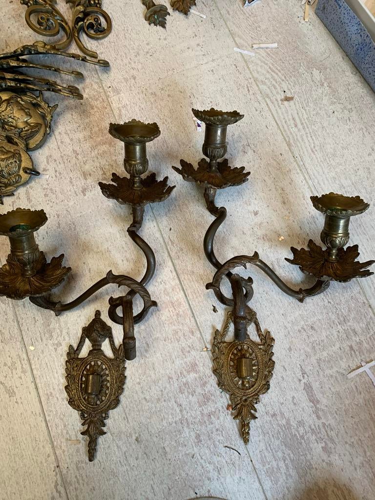 Antieke Wand Applieken, Antiek en Kunst, Antiek | Kandelaars, Ophalen of Verzenden, Koper of Brons
