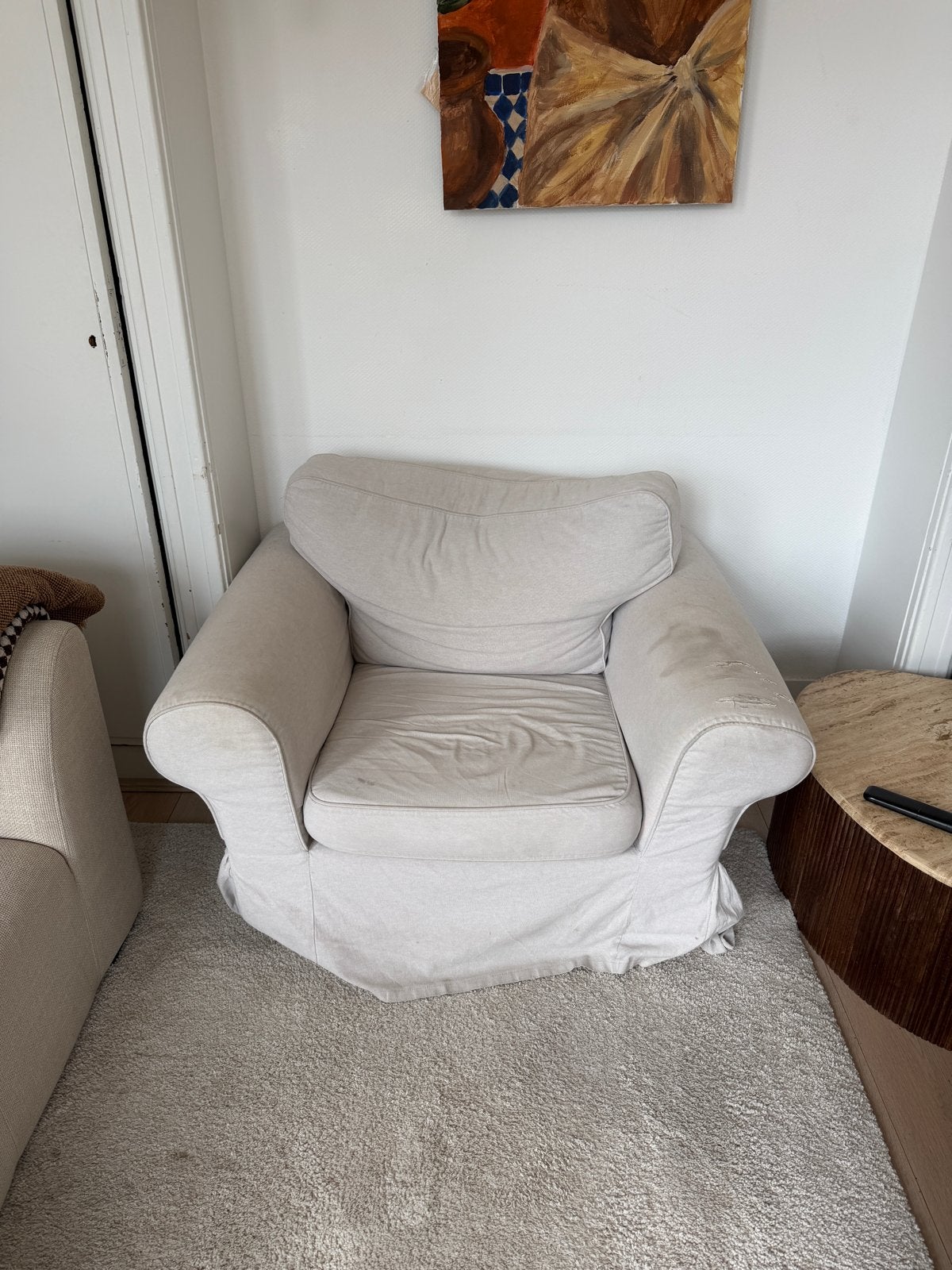 Ikea fauteuil met gebruikssporen, Ophalen, Gebruikt, Stof, 75 tot 100 cm