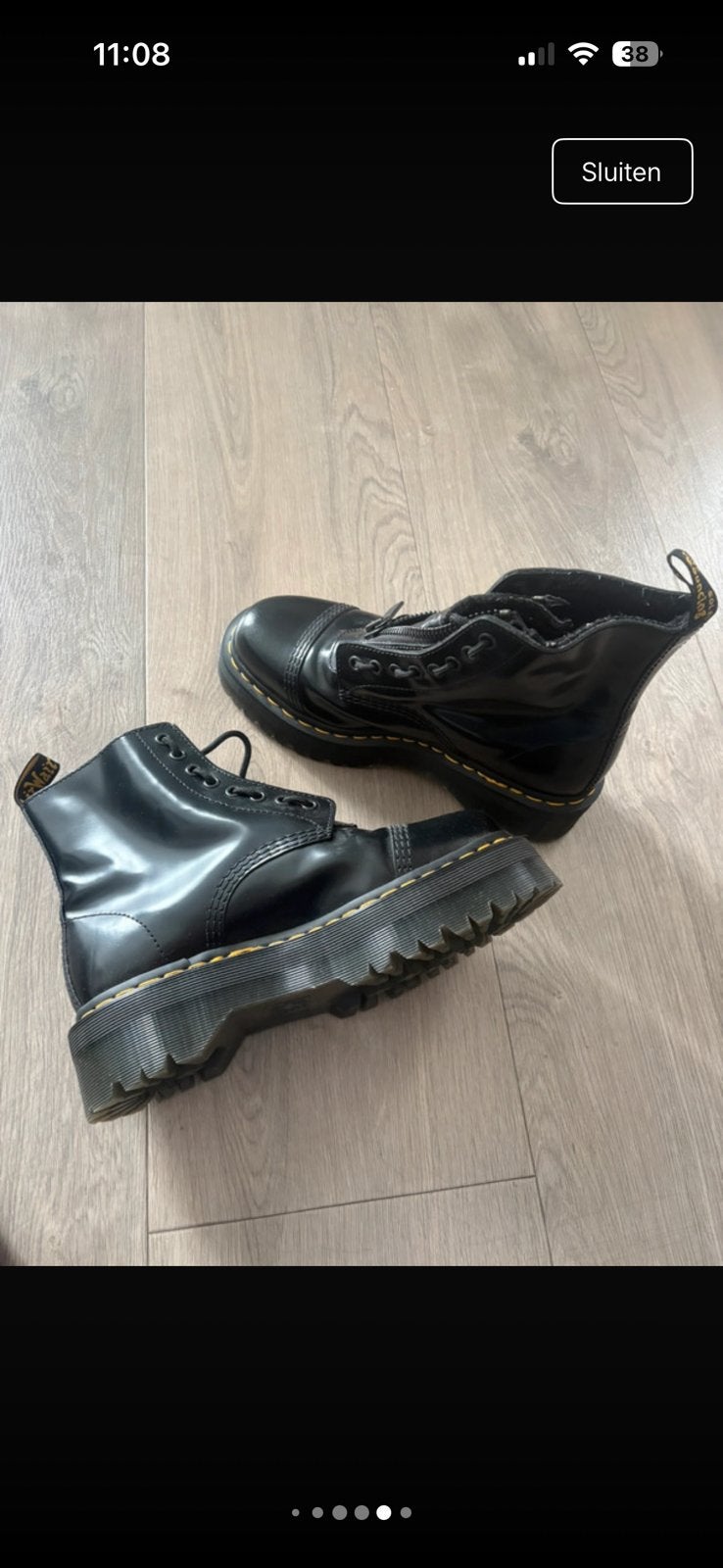 Dr Martens Sinclair polished smooth black, Kleding | Dames, Schoenen, Zwart, Lage of Enkellaarzen, Ophalen of Verzenden, Zo goed als nieuw