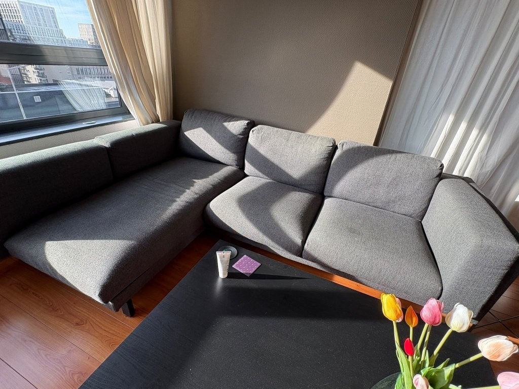 Ikea Nockeby hoekbank grijs, Ophalen, 250 tot 300 cm, Gebruikt, Hoekbank